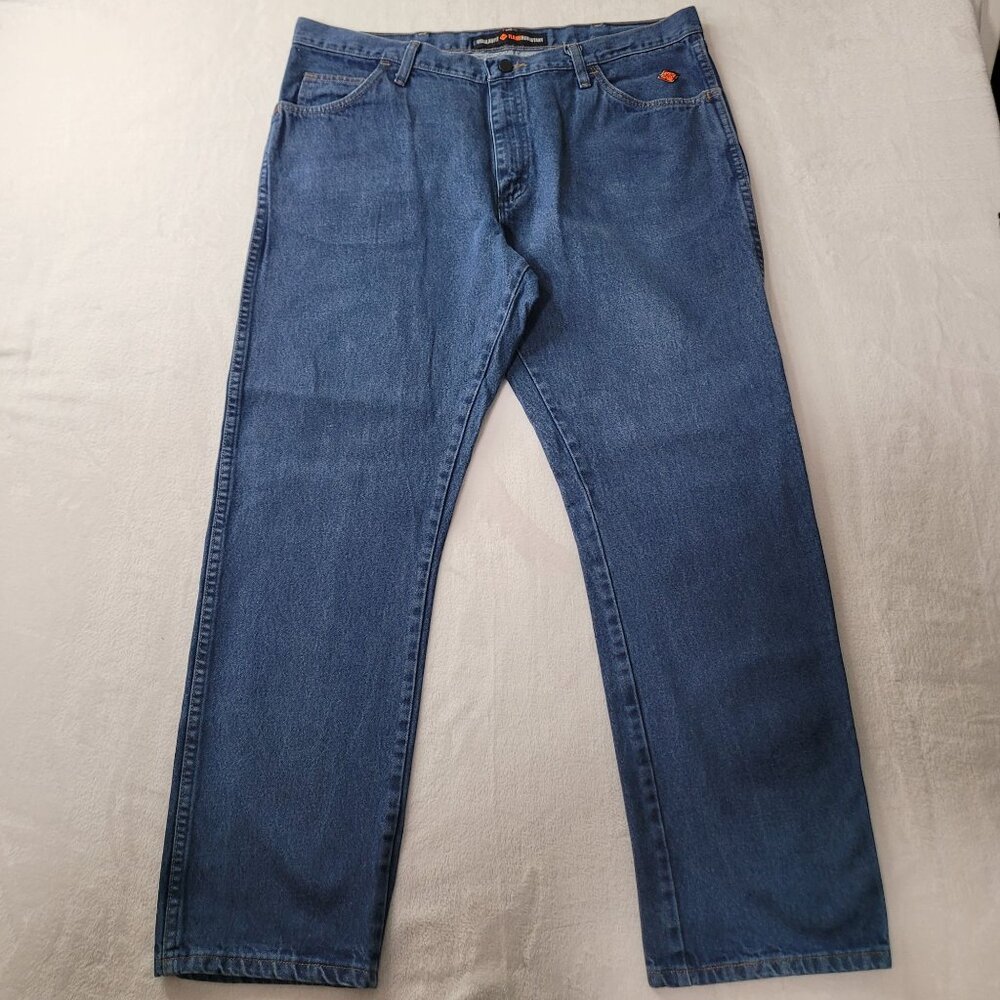 Wrangler Men's ARC Rated 21 Flame Resistant Regular Fit Blue Denim Jean Sz 38x32